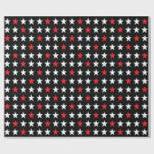 黒モダン赤と白星 ラッピングペーパー (フラット)