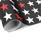 黒モダン赤と白星 ラッピングペーパー (ロールコーナー)