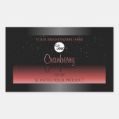 黒モダン赤のグラデーショングリッター製品ラベルのロゴ 長方形シール (正面)