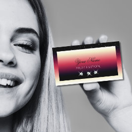 黒モダン赤の白グラデーション輝くダイヤモンド 名刺