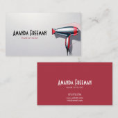 黒モダン赤スタイリッシュ美容師 名刺 (正面/裏面)