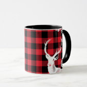 黒モダン赤バッファロープライド鹿と名前 マグカップ (正面右)