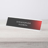 黒モダン赤プレーン デスクネームプレート (正面)