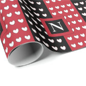 黒モダン赤ホワイトレンズモノグラム ラッピングペーパー (ロールコーナー)