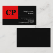 黒モダン赤モノグラムはっきりしたプロ平野 名刺 (正面/裏面)