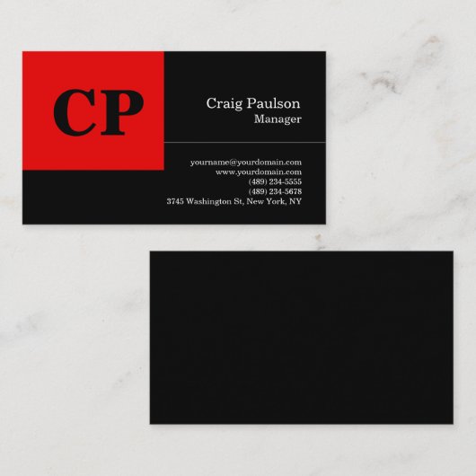 黒モダン赤モノグラムはっきりしたプロ平野 名刺 (正面/裏面)