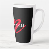 黒モダン赤モノグラムプロフェッショナル カフェラテマグ (右)