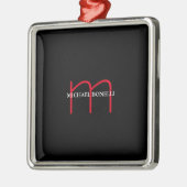 黒モダン赤モノグラムプロフェッショナル メタルオーナメント (左)