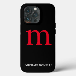 黒モダン赤モノグラムプロフェッショナル iPhone 13 PROケース