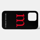 黒モダン赤モノグラムプロフェッショナル Case-Mate iPhoneケース (裏面 (横))