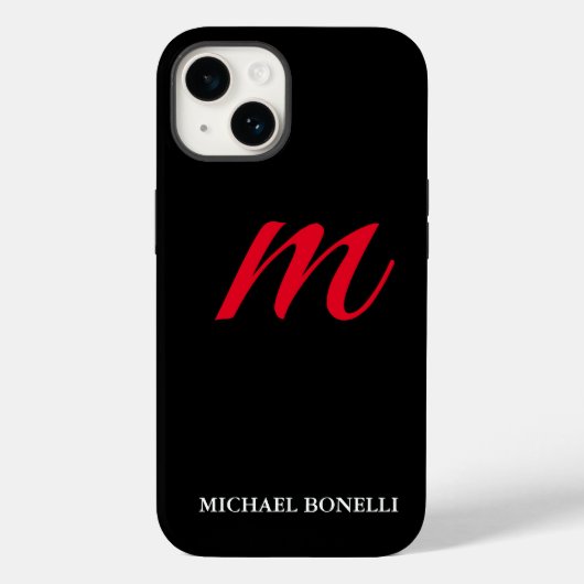 黒モダン赤モノグラムプロフェッショナル Case-Mate iPhoneケース (裏面)