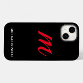 黒モダン赤モノグラムプロフェッショナル Case-Mate iPhoneケース (裏面 (横))