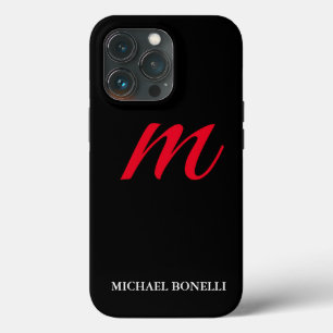 黒モダン赤モノグラムプロフェッショナル iPhone 13 PROケース