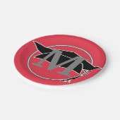 黒モダン赤卒業モノグラムイニシャル ペーパープレート (アングル)