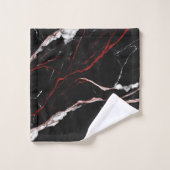 黒モダン赤大理石 バスタオルセット (ウォッシュタオル)