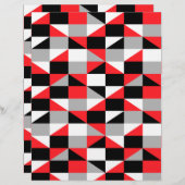 黒モダン赤灰色の幾何学的スクラップブック紙 (正面/裏面)