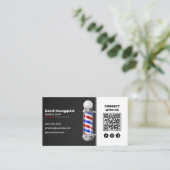 黒モダン赤理容師ショップポールコネクトアメリカ 名刺 (スタンド正面)