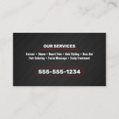 黒モダン赤理容師ショップポールコネクトアメリカ 名刺 (裏面)