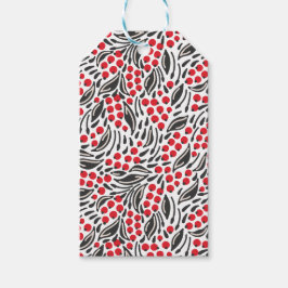 黒モダン赤白クリスマスウィンターベリー ギフトタグ