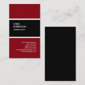 黒モダン赤縦ユニーク名刺 名刺 (正面/裏面)