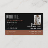 黒モダン赤褐色でモノグラムと写真 名刺 (裏面)