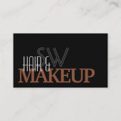 黒モダン赤褐色でモノグラムと写真 名刺 (正面)