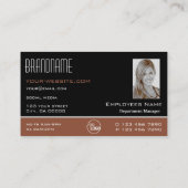 黒モダン赤褐色(ロゴと写真) 名刺 (裏面)