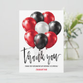 黒モダン赤誕生日サンキューカード 招待状 (スタンド正面)