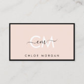 黒モダン赤面ピンク文字シグネチャーモノグラム 名刺 (正面)