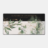 黒モダン赤面金ゴールドユーカリ企業のラージ デスクマット (正面)