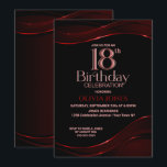 黒モダン赤18th誕生日パーティー 招待状<br><div class="desc">招待状お友達や愛祝者を18歳の誕生日にスタイリッシュ招待する。</div>