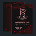 黒モダン赤18th誕生日パーティー 招待状<br><div class="desc">招待状お友達や愛祝者を18歳の誕生日にスタイリッシュ招待する。</div>