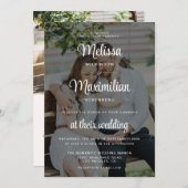 黒モダン透明シック2枚フォトQRコードRSVP 招待状 (正面/裏面)