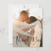 黒モダン重ねブラシスク結婚リプトの写真 サンキューカード (正面)