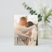 黒モダン重ねブラシスク結婚リプトの写真 サンキューカード (スタンド正面)