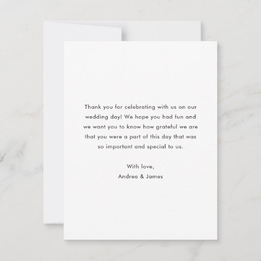 黒モダン重ねブラシスク結婚リプトの写真 サンキューカード (裏面)