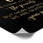 黒モダン金の箔のウェディングギフトサイン ポスター (角)