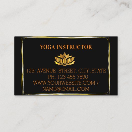 黒モダン金エレガント蓮華 名刺 (裏面)