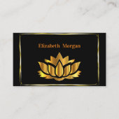 黒モダン金エレガント蓮華 名刺 (正面)