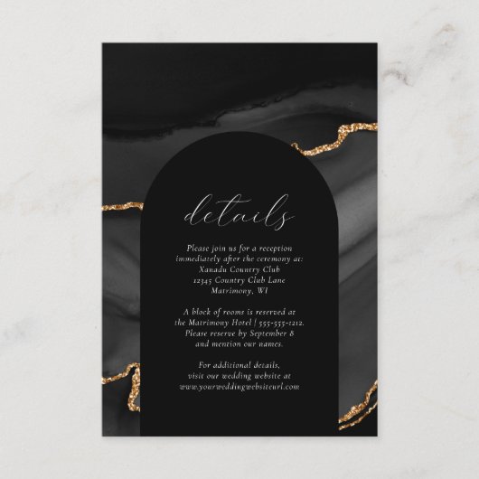 黒モダン金ゴールドアガテアー結婚チの詳細 エンクロージャーカード (正面)