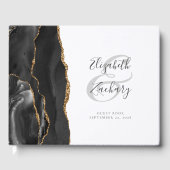 黒モダン金ゴールドアガテスクリプトゲストブック ゲストブック (正面)