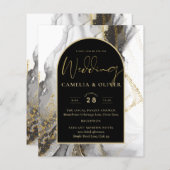 黒モダン金ゴールドアガテマーブルグリッター結婚ズ (正面/裏面)