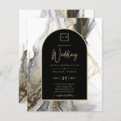 黒モダン金ゴールドアガテマーブルグリッター結婚ズ (正面/裏面)