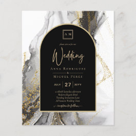 黒モダン金ゴールドアガテマーブルグリッター結婚ズ