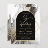 黒モダン金ゴールドアガテマーブルグリッター結婚ズ (正面/裏面)