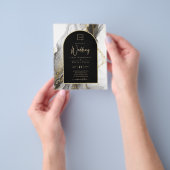 黒モダン金ゴールドアガテマーブルグリッター結婚ズ チラシ (手)