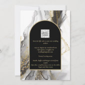 黒モダン金ゴールドアガテマーブルグリッター結婚ズ 招待状 (裏面)