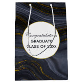 黒モダン金ゴールドアガテ石抽象芸術研究科 ミディアムペーパーバッグ (正面)