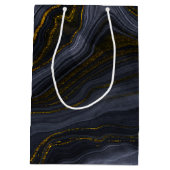 黒モダン金ゴールドアガテ石抽象芸術研究科 ミディアムペーパーバッグ (裏面)