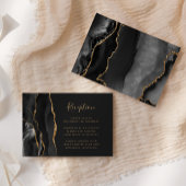 黒モダン金ゴールドアガートダークウェディングレセプション エンクロージャーカード